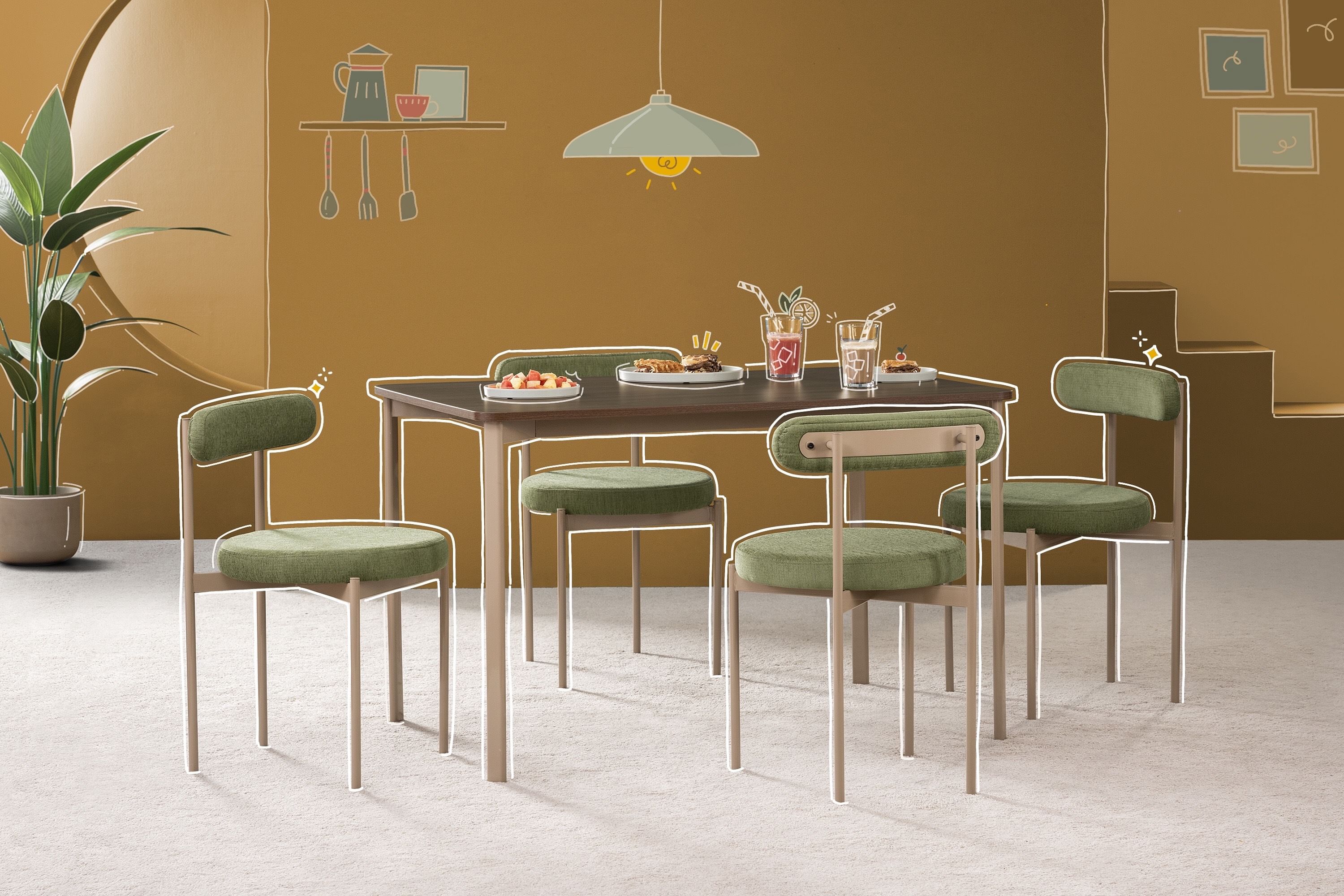DRIP 4 Seater Dining Set