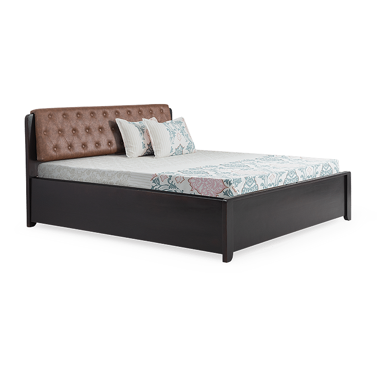 

Vitello Solid Wood King Hydraulic Storage Bed with 4" Basic Mattress