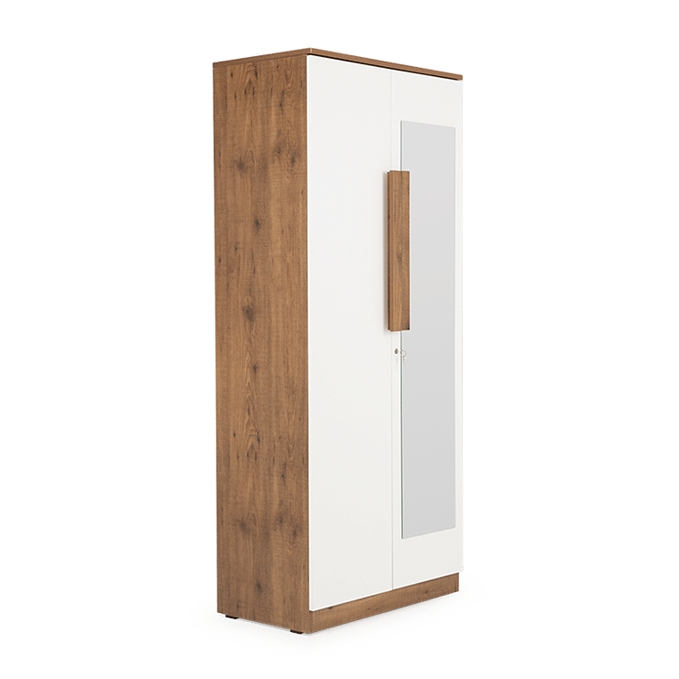 

Bianca Engineered Wood 2 Door Wardrobe with Mirror In Walnut Finish