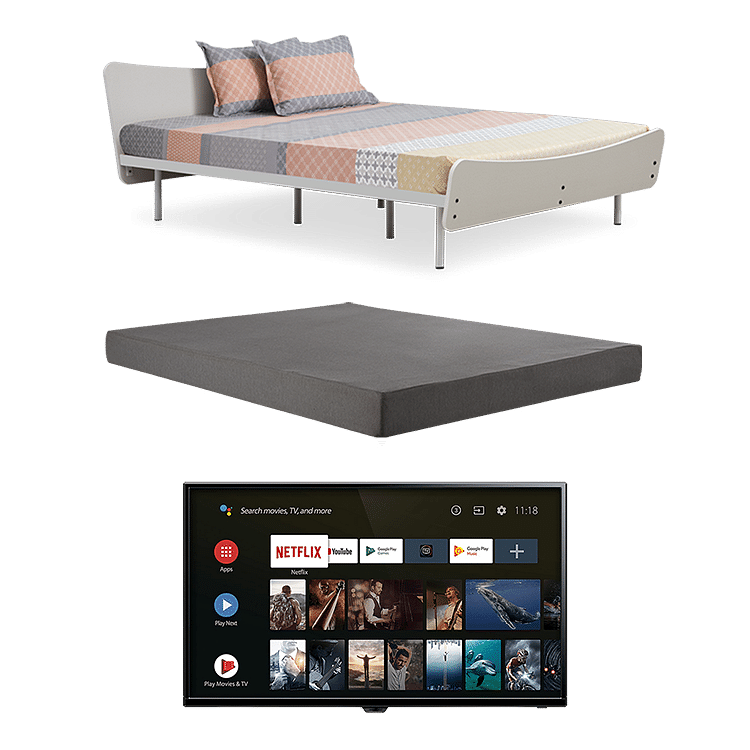 

Allen Queen Bed with 6" Premium Mattress with Smart LED 43 inch TV