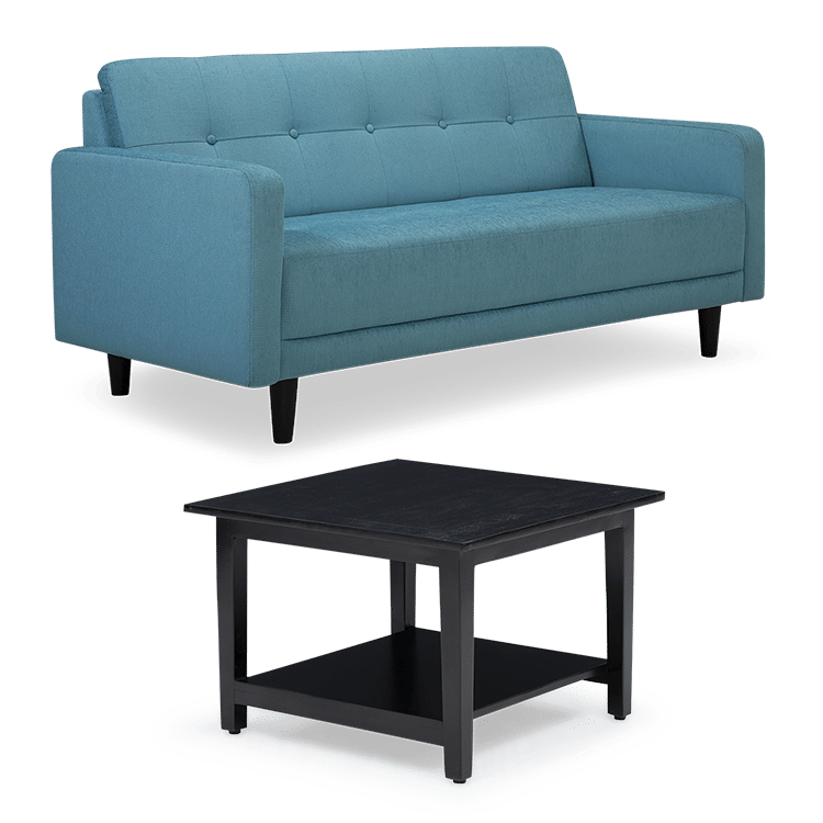 

Noah 3 Seater Turquoise with Mili Coffee Table - Walnut