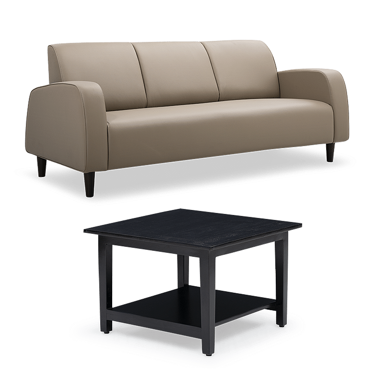

Ella 3 Seater Sand Beige with Mili Coffee Table - Walnut