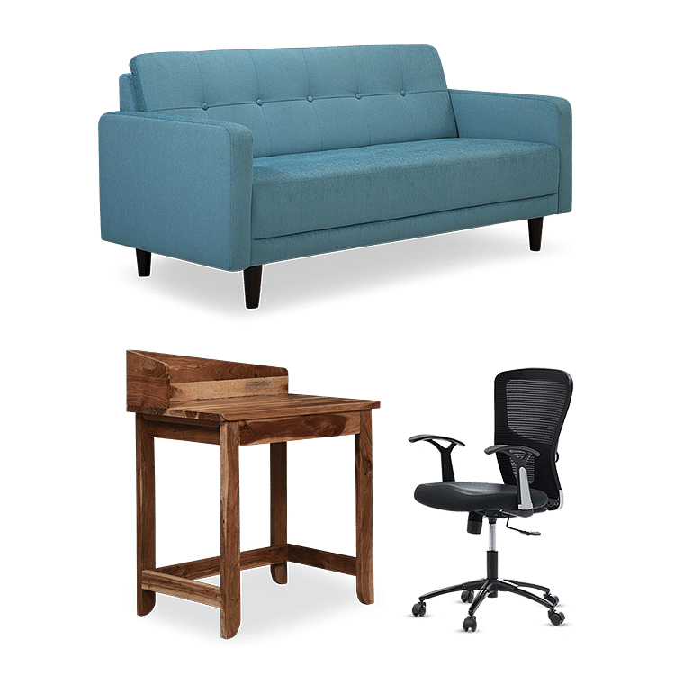 

Noah 3 Seater - Turquoise with Nauka Workstation