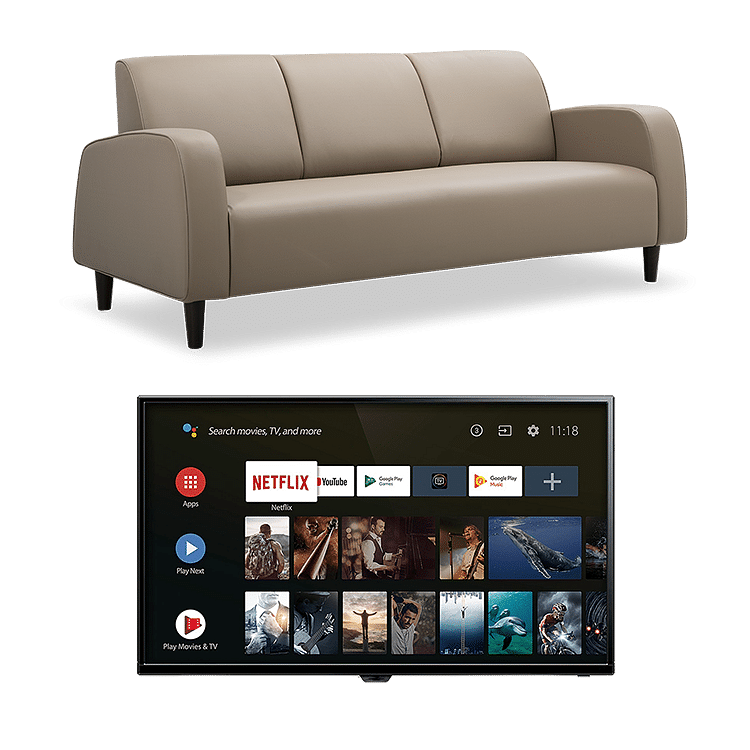 

Ella 3 Seater - Sand Beige with LED Smart 43 inch TV