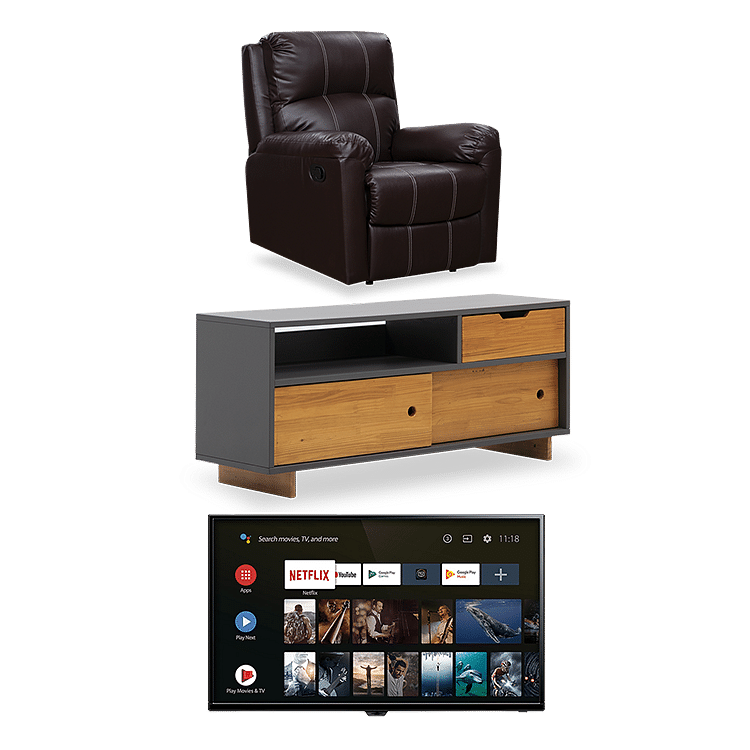 

Recliner Stretch with LED Smart 43 inch TV and Fusil Entertainment Unit