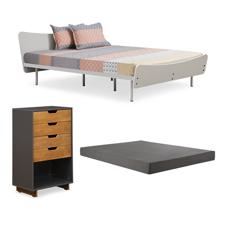 

Allen Queen Bed with Premium 6 inch Mattress and Fusil Chest of Drawer