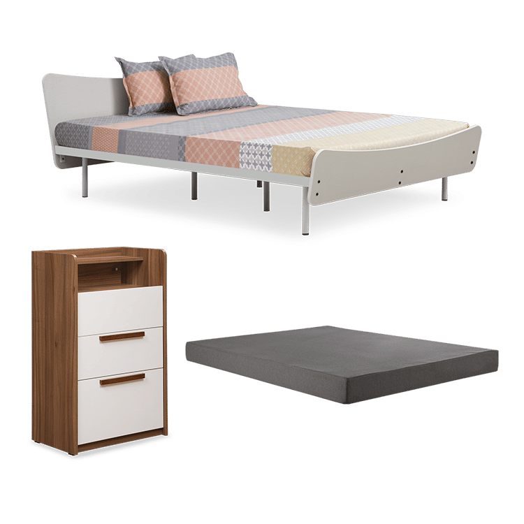 

Allen Queen Bed with Premium 6 inch Mattress and Bianca Chest of Drawer