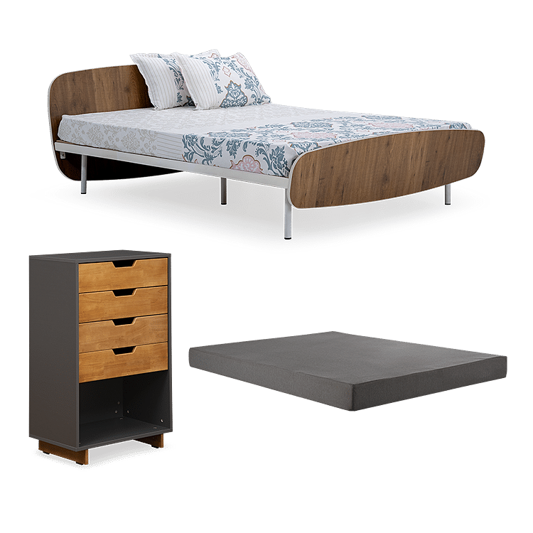 

Blanca Queen Bed with Premium 6 inch Mattress and Fusil Chest of Drawer