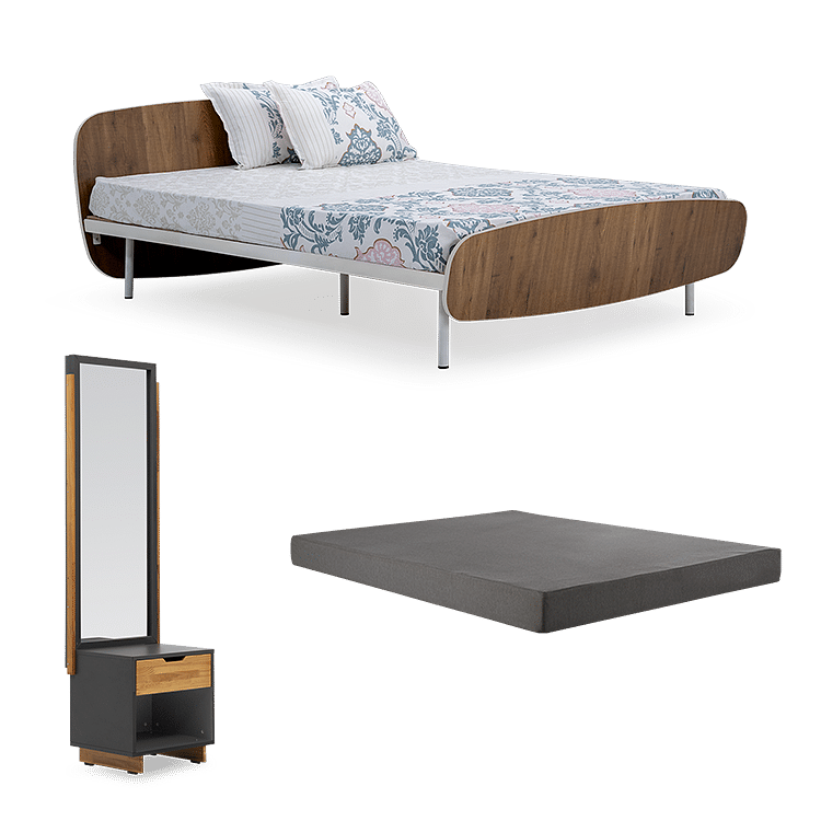 

Blanca Queen Bed with Premium 6 inch Mattress and Fusil Dressing Table