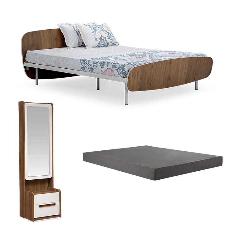

Blanca Queen Bed with Premium 6 inch Mattress and Bianca Dressing Table
