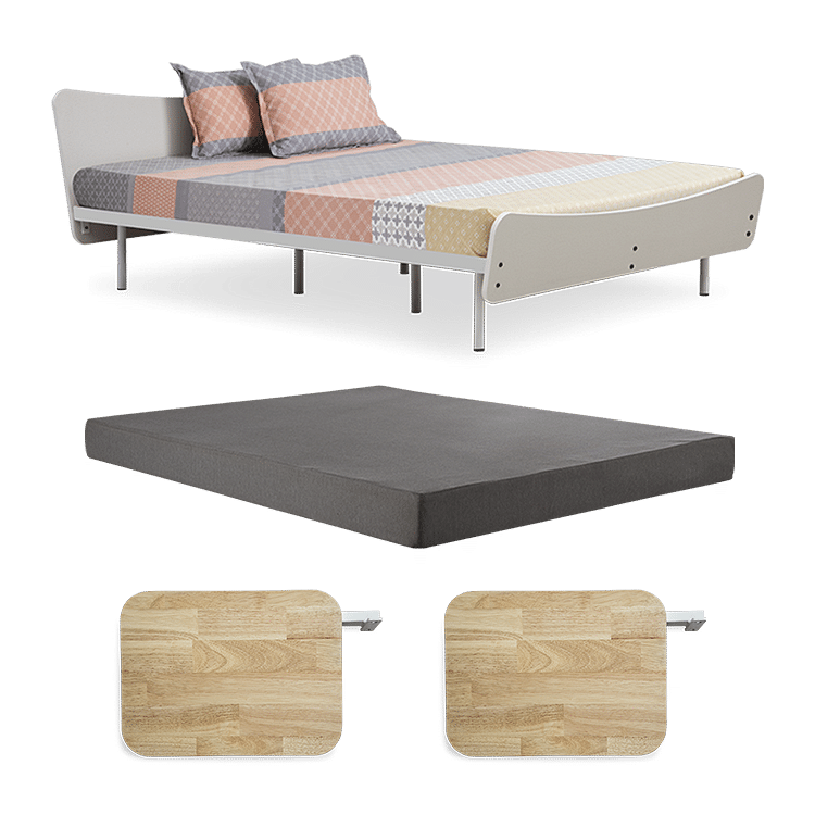 

Allen Queen Bed with Premium 6 inch Mattress and 2 Side Attachments