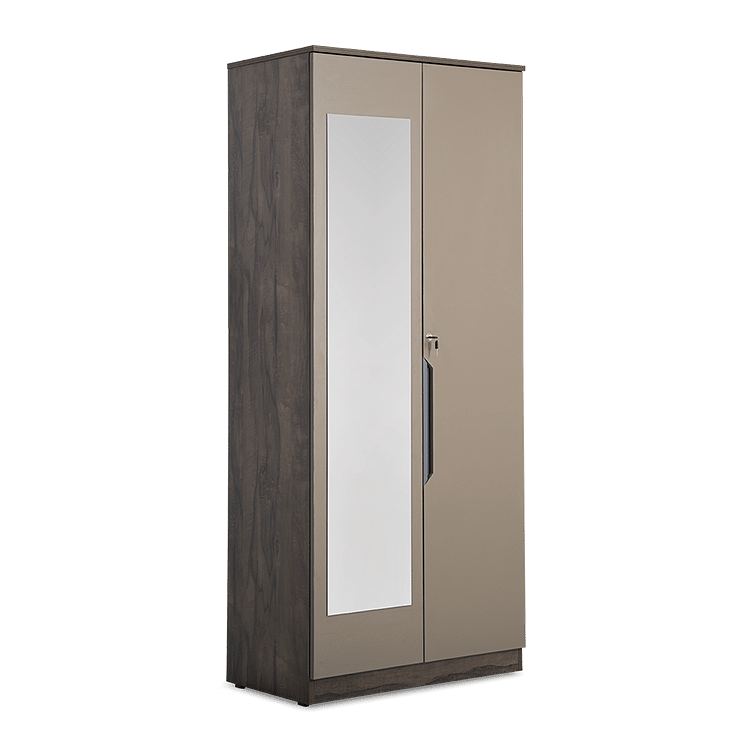 

Grig Engineered Wood 2 Door Wardrobe with Mirror in Mocha Brown Finish