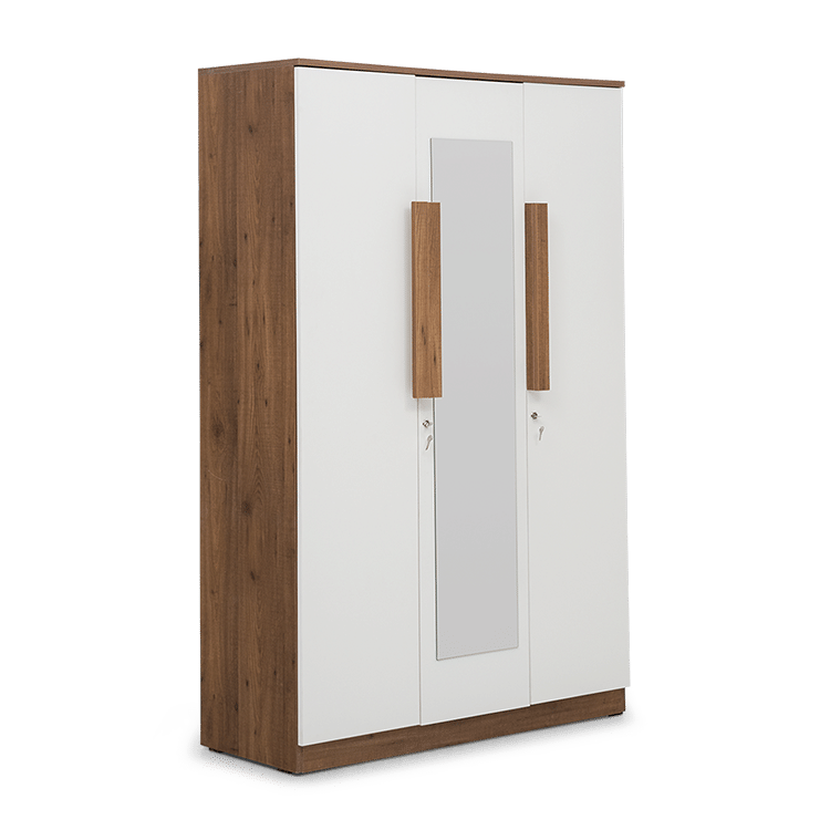 

Bianca Engineered Wood 3 Door Wardrobe with Mirror in Ivory White Finish