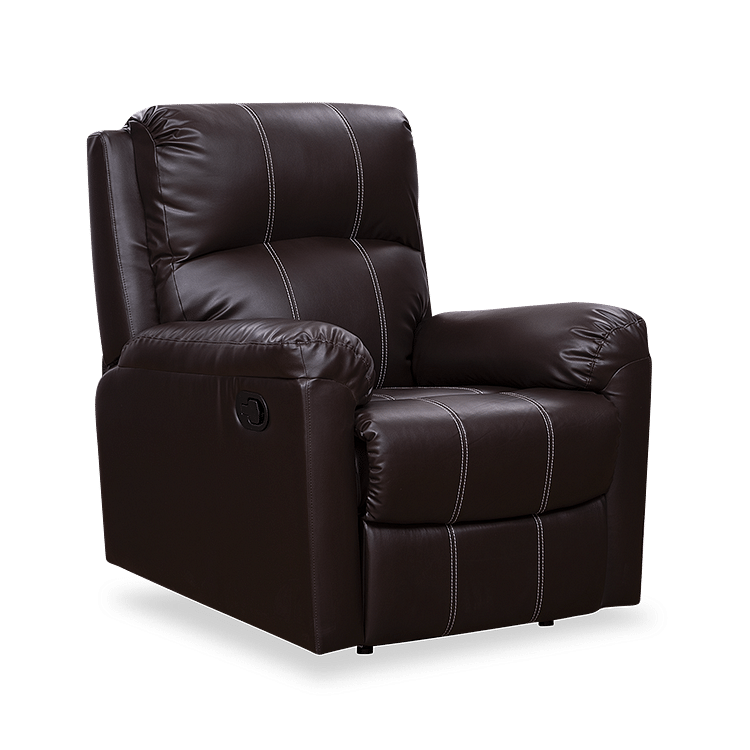 

Stretch Leatherette Recliner in Dark Brown Color