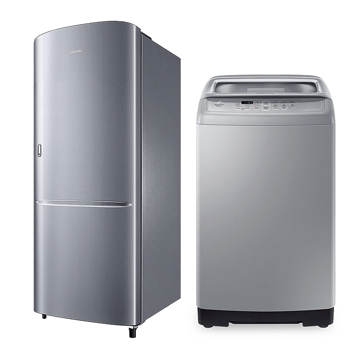 

Samsung Refrigerator 190L - Silver Grey and Washing Machine Top Load 6KG Combo